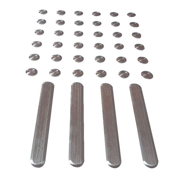 Трафарет з ДВП 410х410 для метал. тактильних індикаторів d36мм "Конус" (без індикаторів)