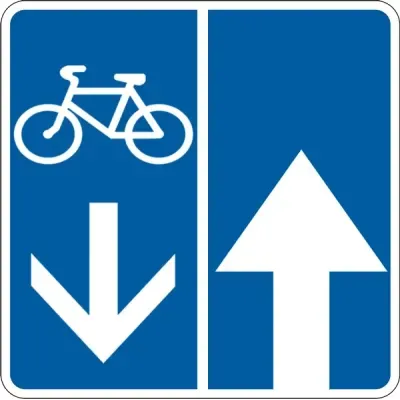 Дорожній Знак 5.94.1 Дорога із Зустрічною Велосипедною Смугою