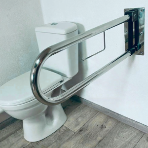 Поручень для людей з обмеженими можливостями відкидний пристінний в туалет з тримачем туалетного паперу, ? 32мм - 700мм