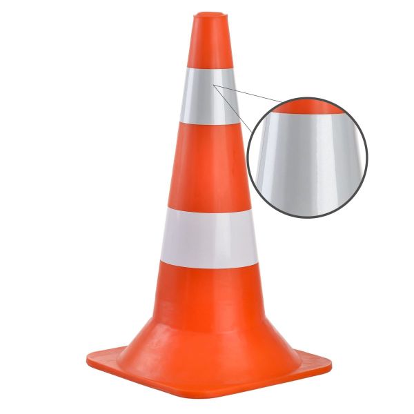 Конус дорожній пластиковий Н-52 см з білою та світловідбиваючою смужками – надійне рішення для безпеки на дорозі