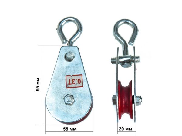 Блок монтажний одинарний, для лебідки і троса 0,3Т