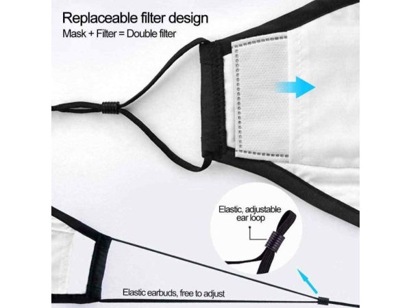 Фільтр пилової маски з активованим вугіллям MP2.5 Клапан видиху, 5 ШАРІВ ЗАХИСТУ (чорний колір)