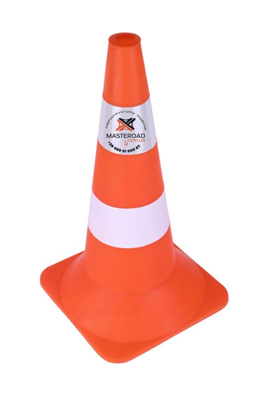 Конус дорожній пластиковий Н-60см 1 біла/1 світловідбиваюча смужки КД007-60 MasteRoad