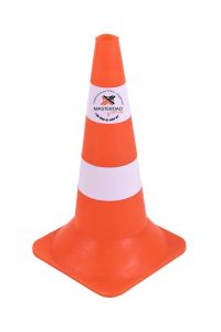 Дорожній пластиковий конус Н-52 см із двома білими смужками | MasteRoad