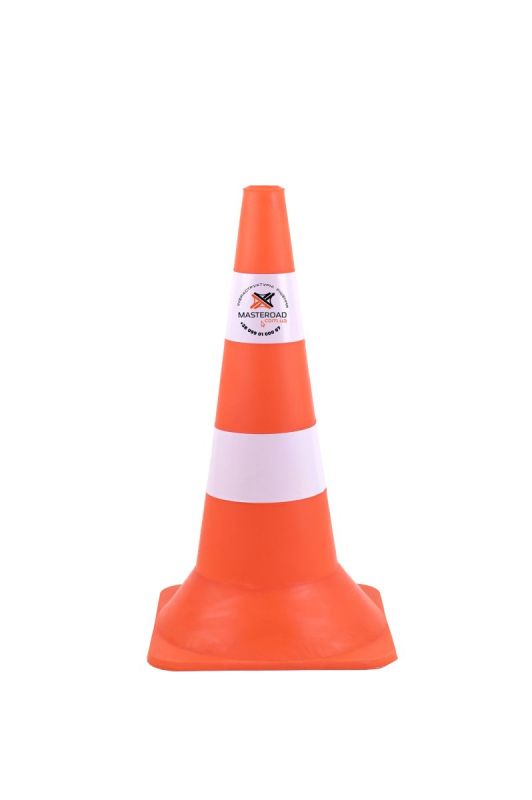 Конус дорожній пластиковий Н-60 см з 2 білими смужками – для видимості та безпеки