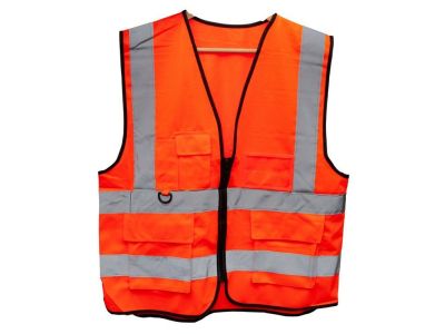 Світловідбиваючий сигнальний жилет із помаранчевими кишенями (вага 160 г) | Купити в Україні