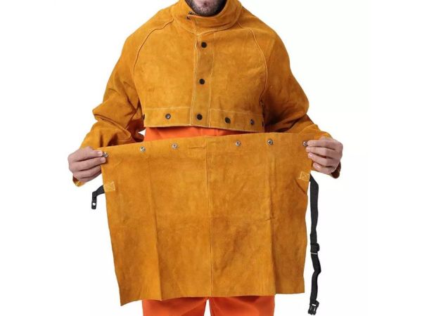 Замшевий зварювальний фартух – захист для зварювальника від високих температур | Купити в Україні