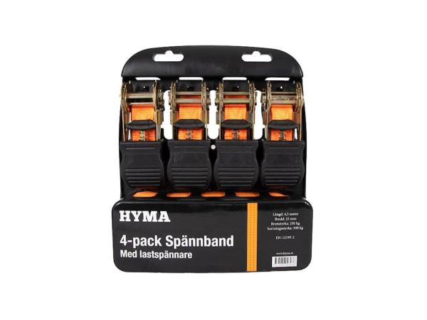Затягування ремінця 250/500кг 4,5 метра Набір 4шт (багажна краватка) HYMA